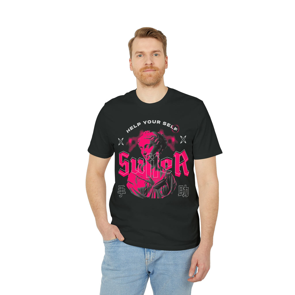Swiper Graphic T-Shirt — "Help Your Self" Retro Neon Samurai Tee