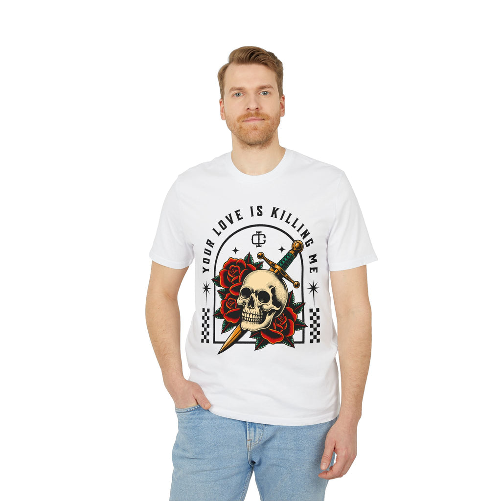 Skull & Dagger T-Shirt — "Your Love Is Killing Me" Gothic Rose Tee