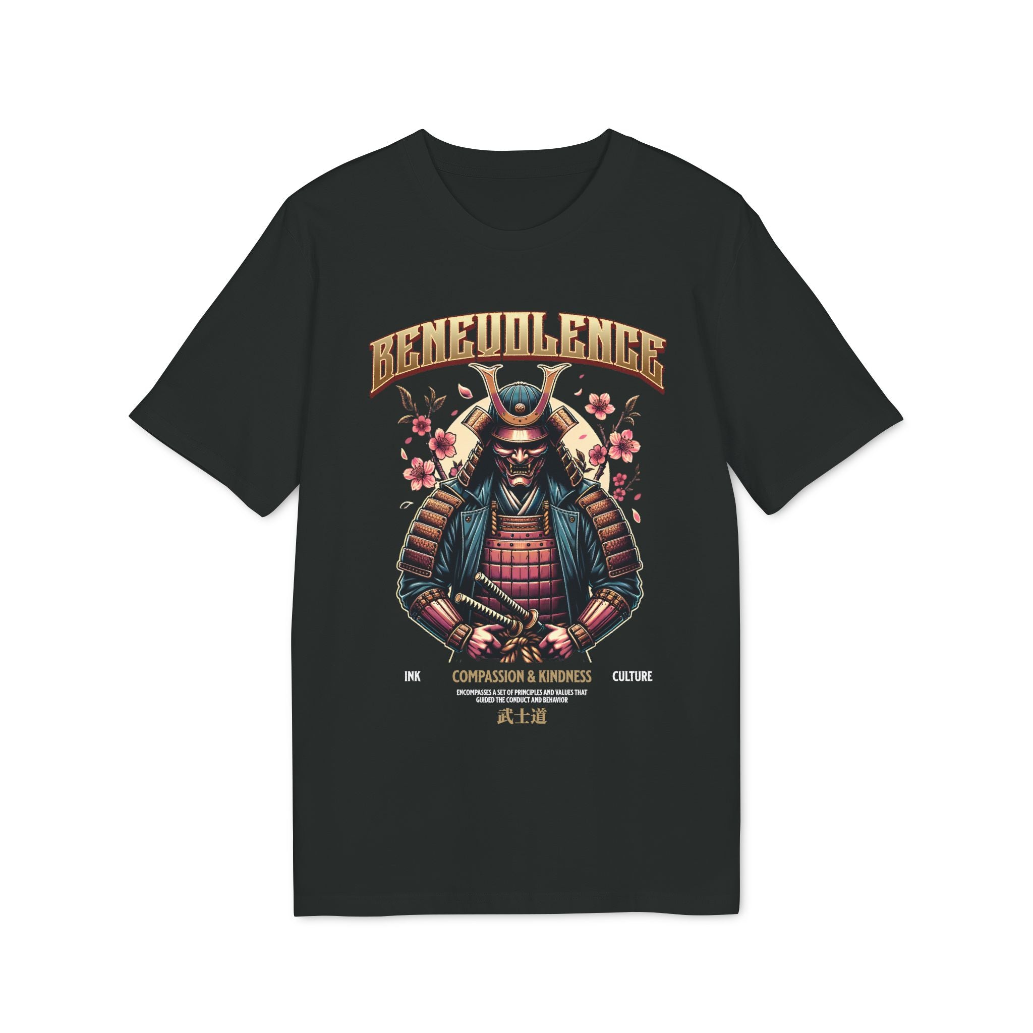 Samurai Vengeance Graphic T-Shirt — Vintage Armor & Cherry Blossom Design