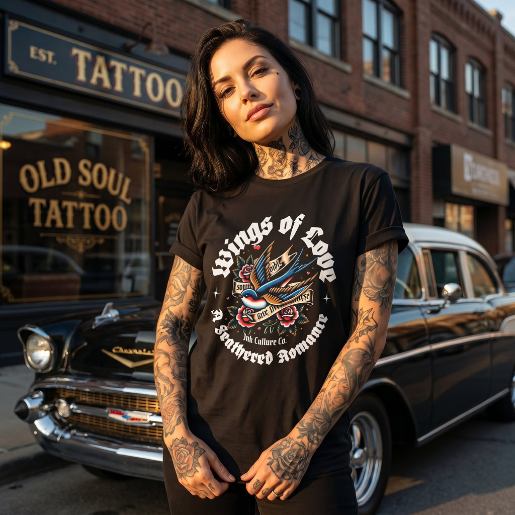 Wings of Love Tattoo Swallow T-Shirt