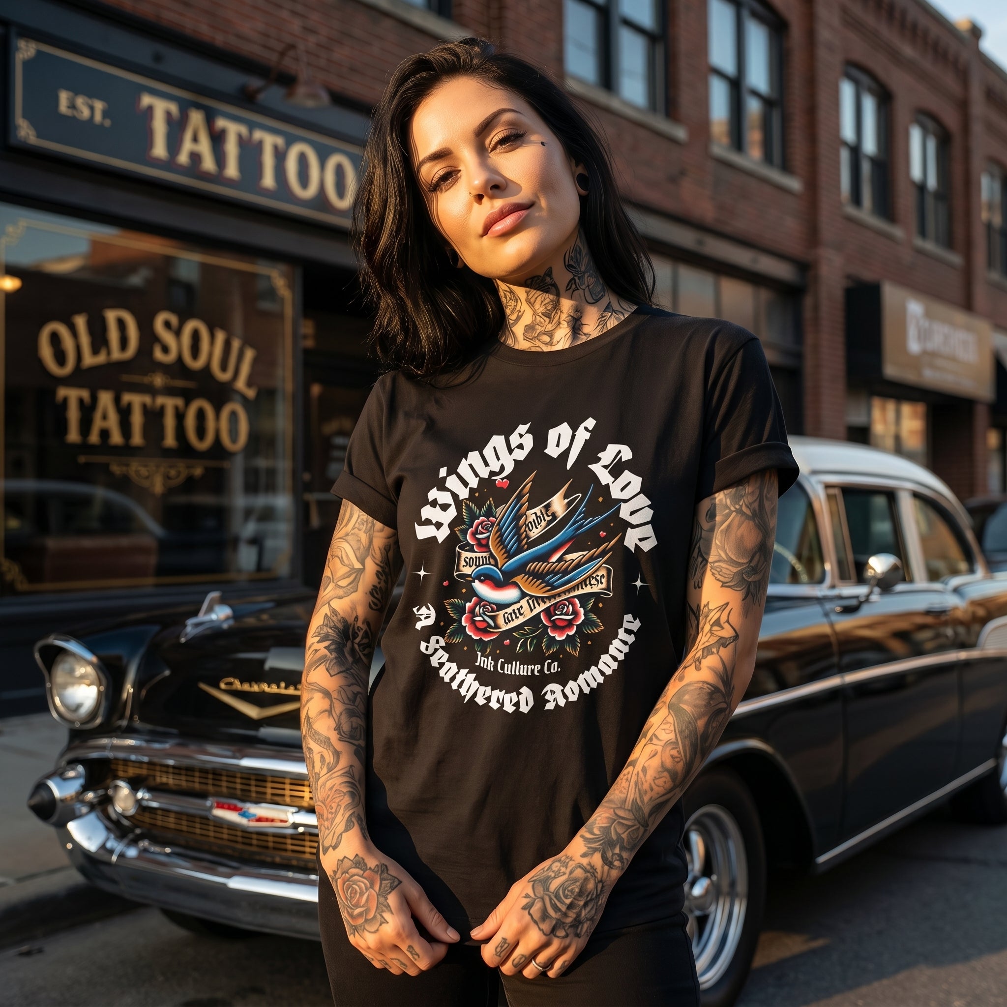 Wings of Love Tattoo Swallow T-Shirt