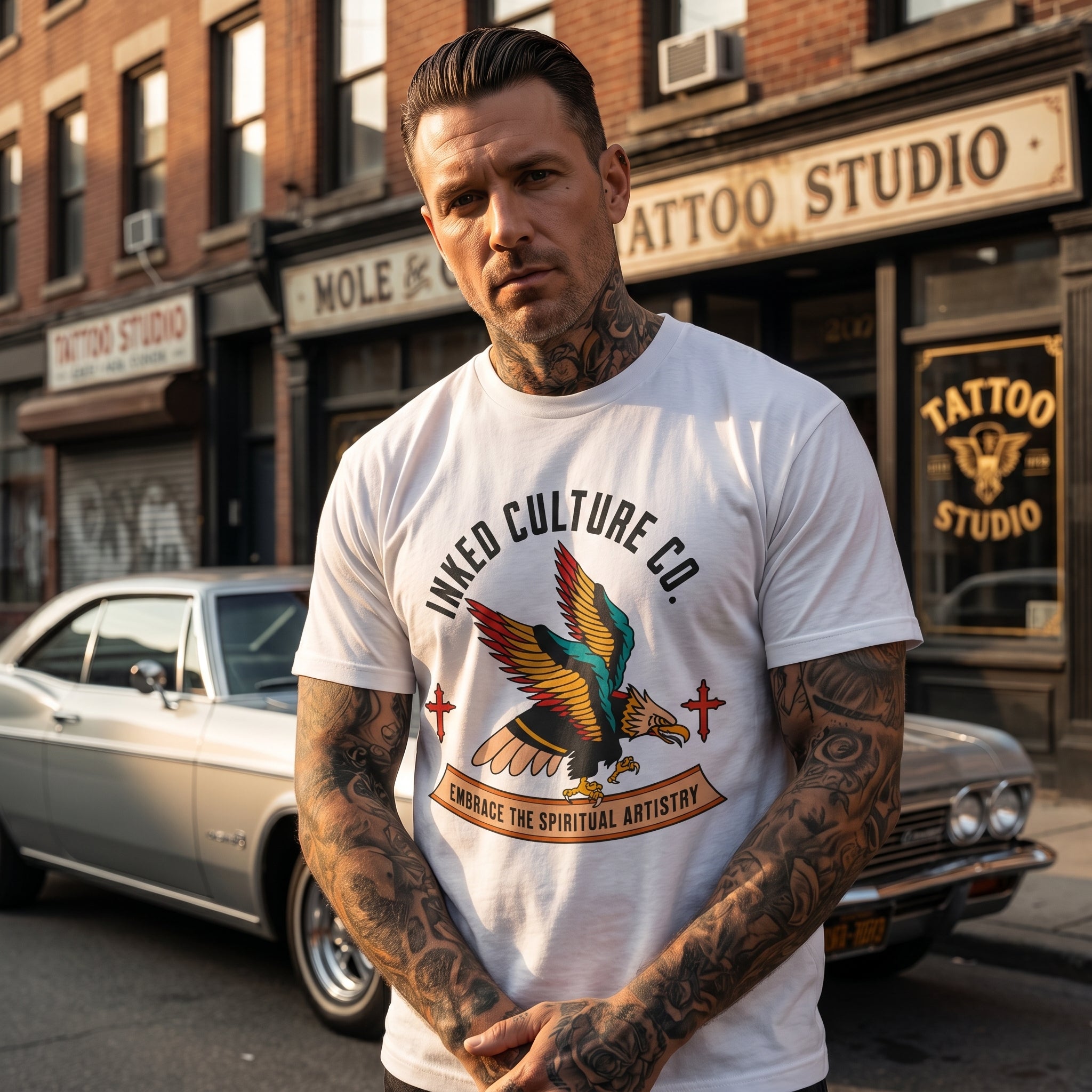 Eagle Vintage Graphic Tee — "Inked Culture Co. — Embrace the Spiritual Artist"