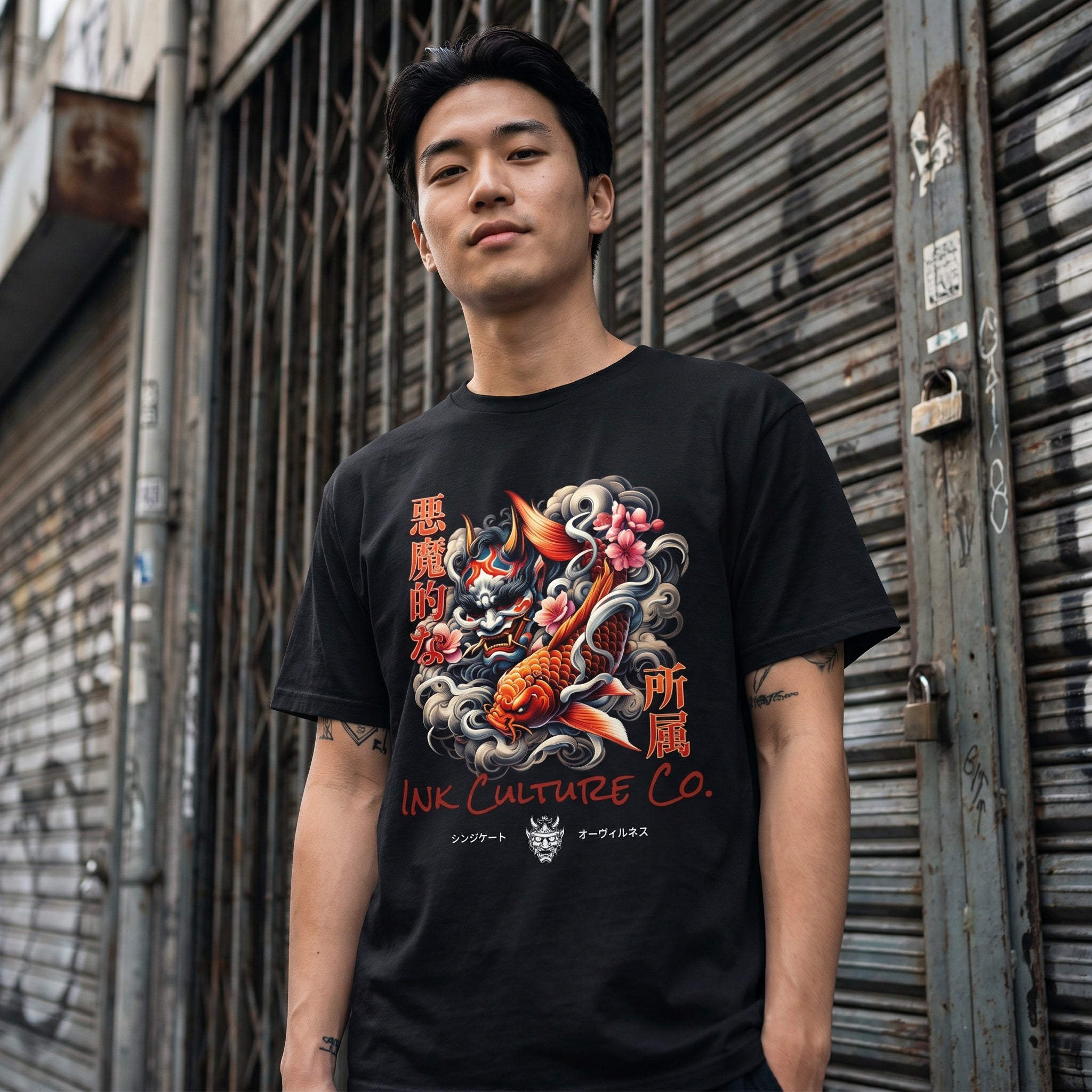 Demon Koi Tattoo T-Shirt — Ink Culture Co. Japanese Oni Design