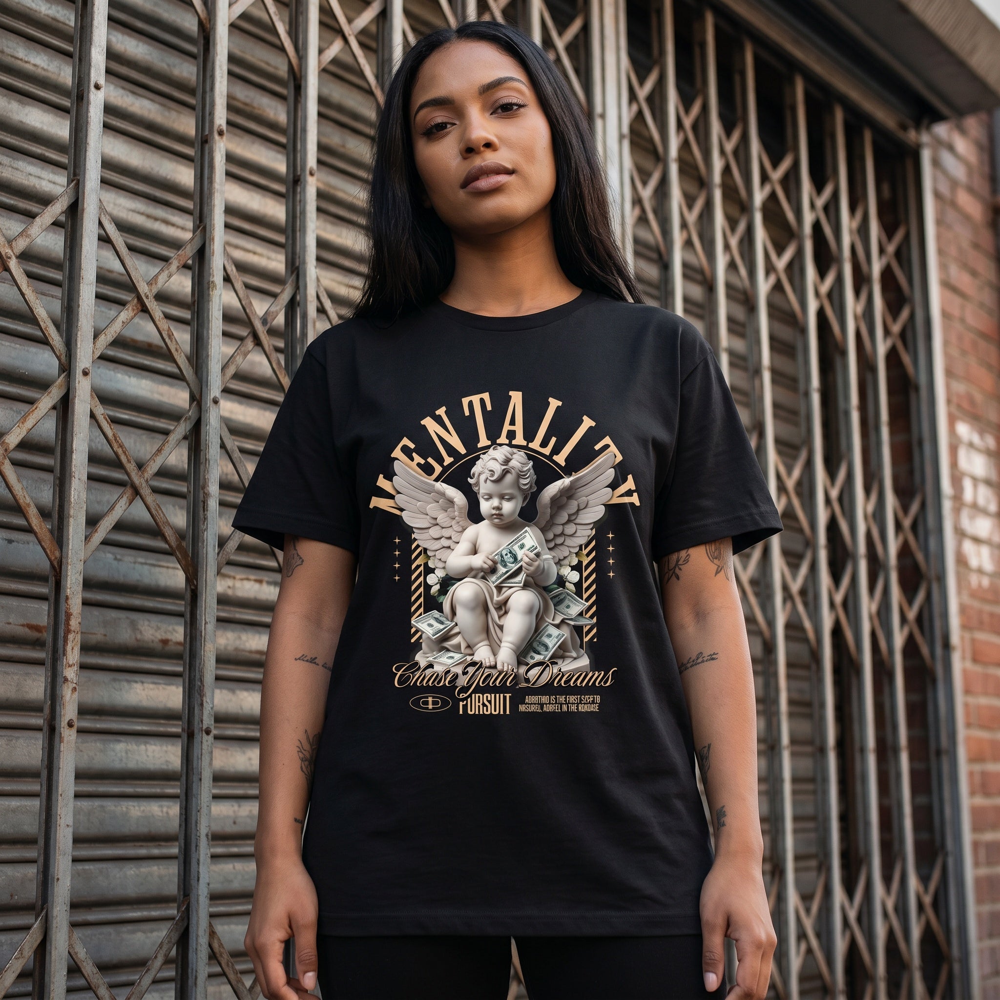 Cherub Graphic T-Shirt — “Mentality: Chase Your Dreams” Vintage Angel Tee