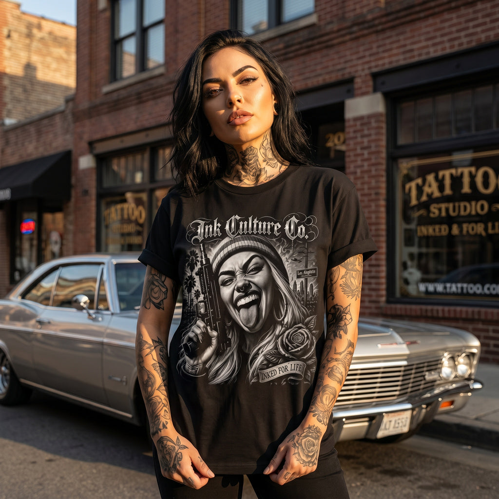 Skull & She Devil Graphic T-Shirt — Ink Culture Co. Tattoo Art Tee