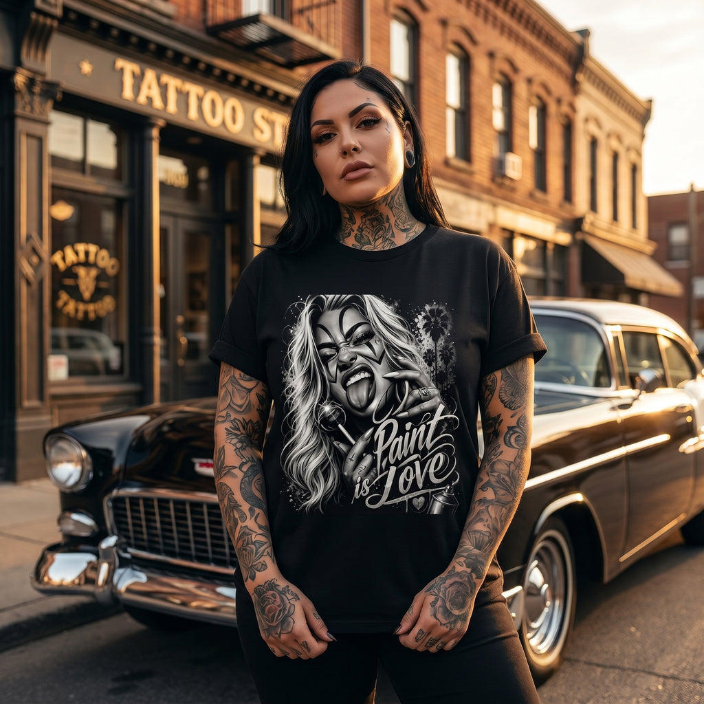 Paint Is Love T-Shirt — Bold Graffiti Artist Portrait Tee