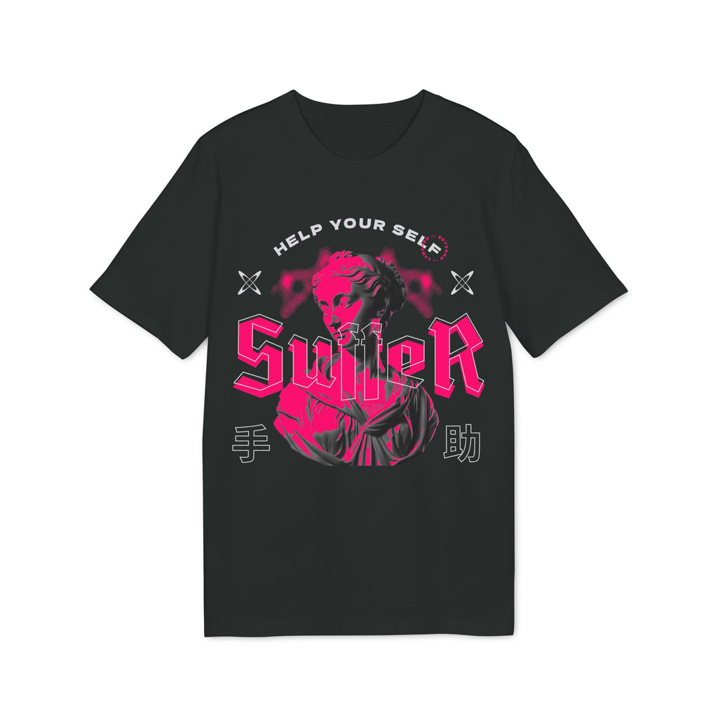 Swiper Graphic T-Shirt — "Help Your Self" Retro Neon Samurai Tee