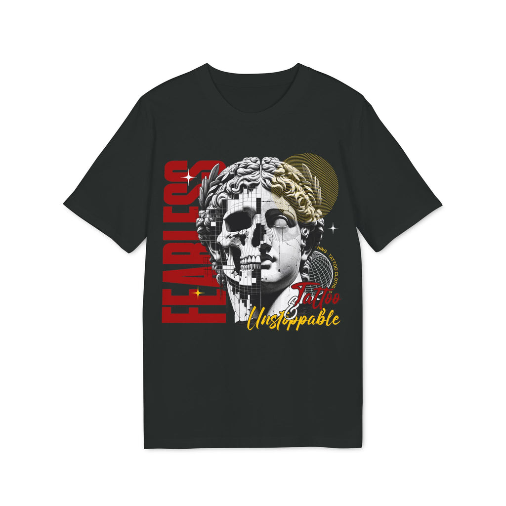 Sculpted Skull Graphic T-Shirt — Fearless Unstoppable Vintage Statue Design